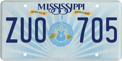 MS license plate ZUO705