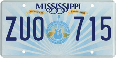 MS license plate ZUO715