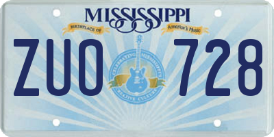 MS license plate ZUO728