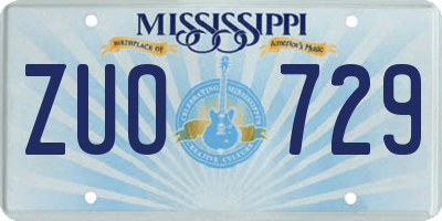 MS license plate ZUO729