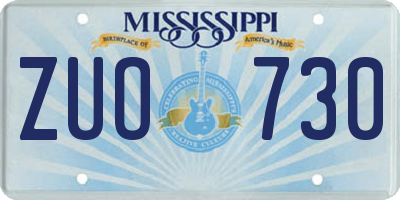 MS license plate ZUO730