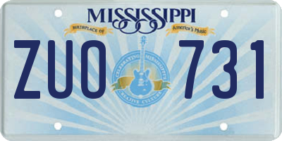 MS license plate ZUO731