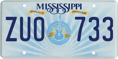 MS license plate ZUO733