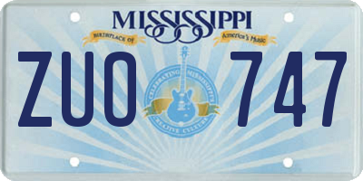 MS license plate ZUO747