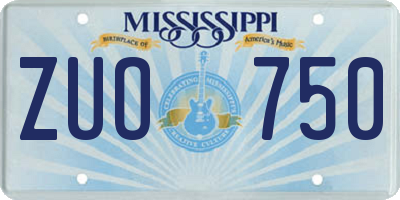 MS license plate ZUO750