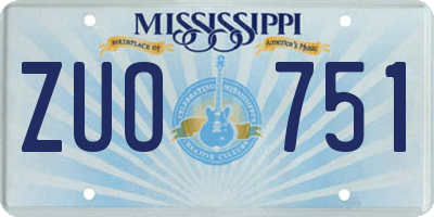 MS license plate ZUO751