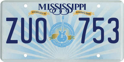 MS license plate ZUO753