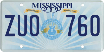 MS license plate ZUO760