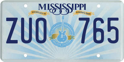 MS license plate ZUO765