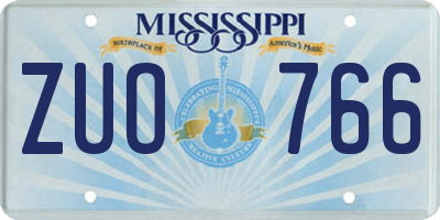 MS license plate ZUO766