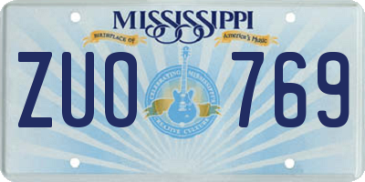 MS license plate ZUO769