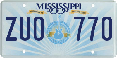 MS license plate ZUO770