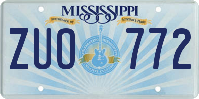 MS license plate ZUO772