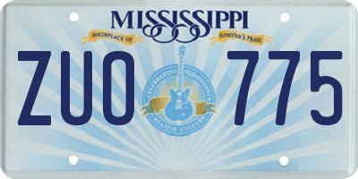 MS license plate ZUO775