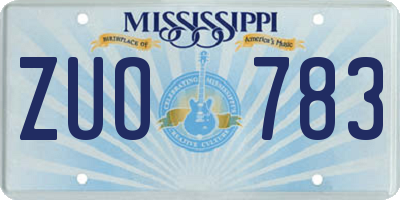MS license plate ZUO783