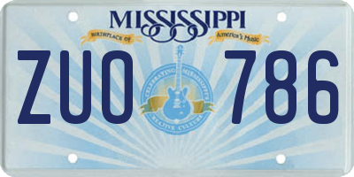 MS license plate ZUO786