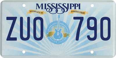 MS license plate ZUO790