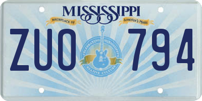 MS license plate ZUO794