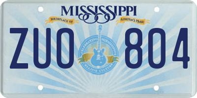 MS license plate ZUO804