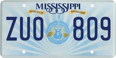 MS license plate ZUO809