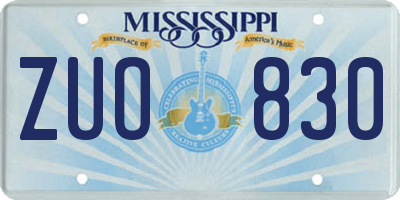 MS license plate ZUO830