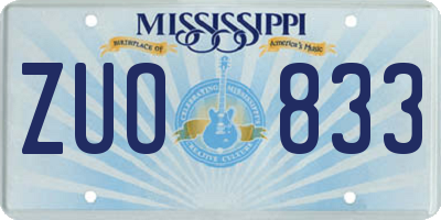 MS license plate ZUO833