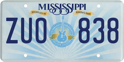 MS license plate ZUO838