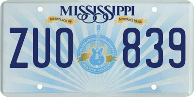 MS license plate ZUO839