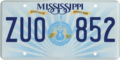 MS license plate ZUO852