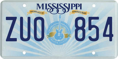 MS license plate ZUO854