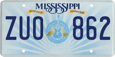 MS license plate ZUO862