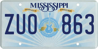 MS license plate ZUO863