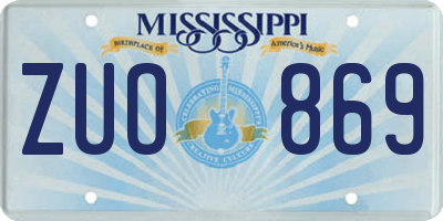 MS license plate ZUO869