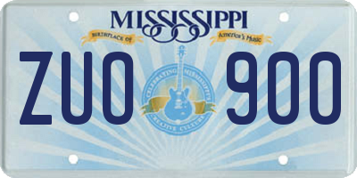 MS license plate ZUO900
