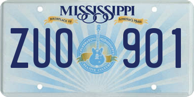 MS license plate ZUO901