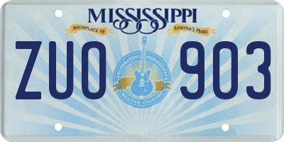 MS license plate ZUO903