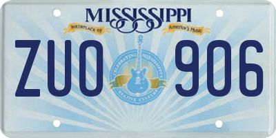 MS license plate ZUO906