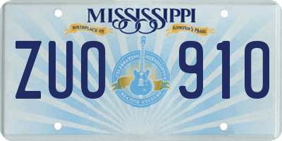 MS license plate ZUO910