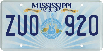 MS license plate ZUO920