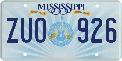 MS license plate ZUO926