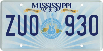 MS license plate ZUO930