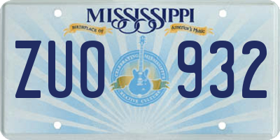 MS license plate ZUO932