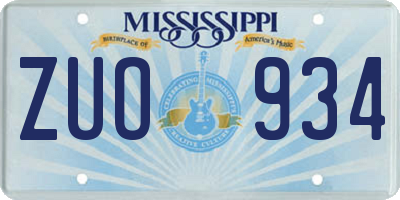 MS license plate ZUO934