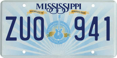 MS license plate ZUO941