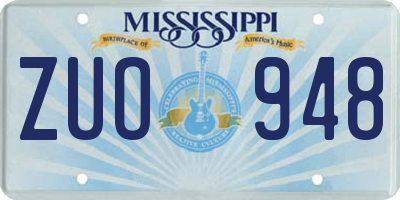 MS license plate ZUO948
