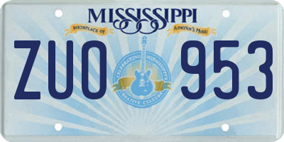 MS license plate ZUO953