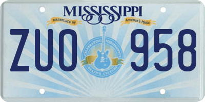 MS license plate ZUO958