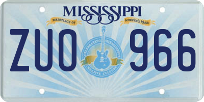 MS license plate ZUO966