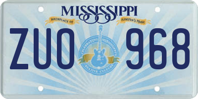 MS license plate ZUO968