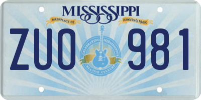 MS license plate ZUO981